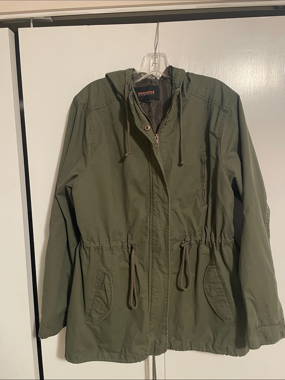 Ambiance Olive Green Hooded Utility Jacket size 1X